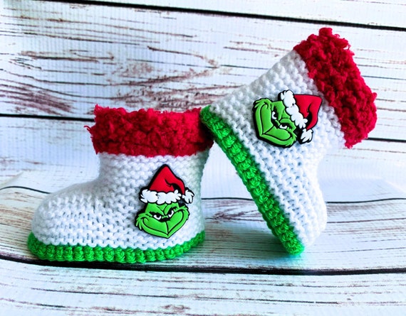Hand Knitted Baby First Christmas Xmas Boots Booties Slippers