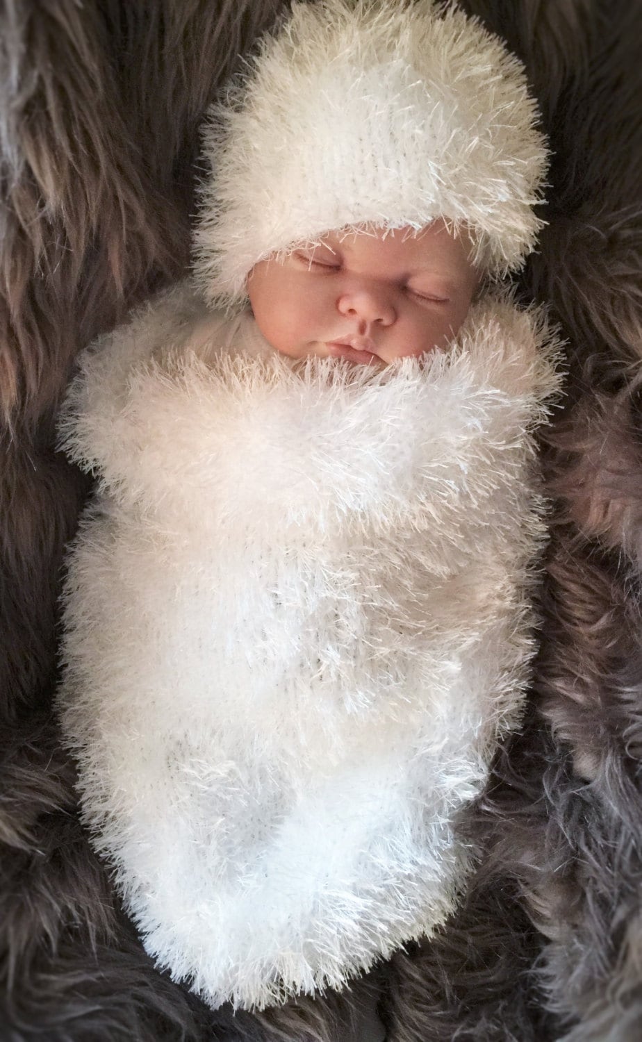 Chunky Hand Knitted Baby Cocoon Sleeping Bag Papoose & Hat Etsy