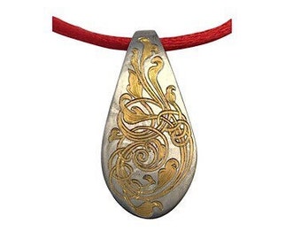 24k Gold Inlayed Pendants part of the “Damascus Steel Series ”