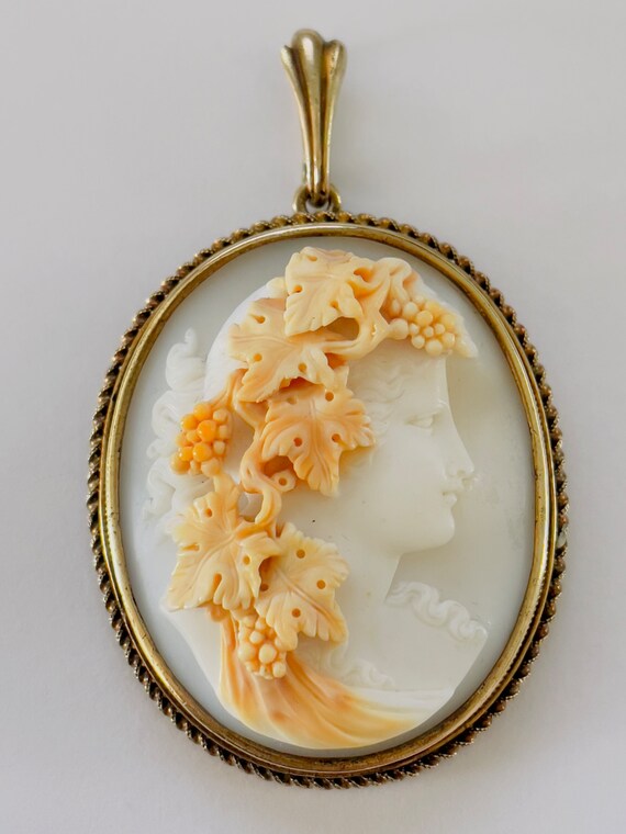 cameo antique shell 1800s Italian hand carved pen… - image 9