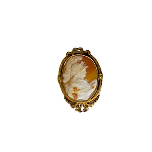 cameo antique shell goddess Athena brooch gold hand carved fancy Italian 1800s