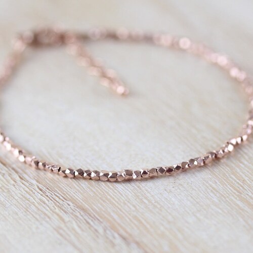 and Rose Gold Vermeil Beads Bracelet Delicate Etsy
