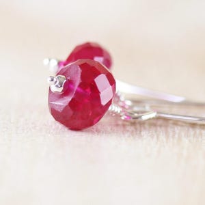 Ruby Corundum Earrings in Sterling Silver, 14Kt Gold or Rose Gold Filled, Dainty Precious Gemstone Small Dangle Earrings, Jewelry for Women