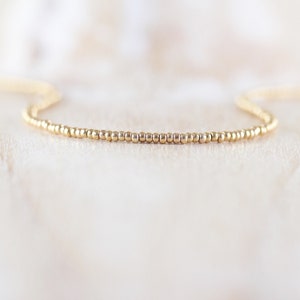 Miyuki Seed Bead & 14Kt Gold Filled Custom Length Necklace, Dainty Tiny Beaded Choker, Long Delicate Layering Necklace, Jewelry for Women