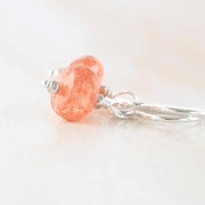 AAA Sunstone Earrings in Sterling Silver, Gold Filled or Rose Gold, Sparkly Burnt Orange Faceted Gemstone Small Dangle Earrings