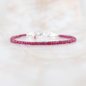 Longido Ruby Bracelet in 925 Sterling Silver, 14Kt Yellow or Rose Gold Filled, Dainty Natural Gemstone Jewellery