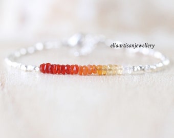 Sterling Silver Bracelet Mexican Fanta Fire Opal