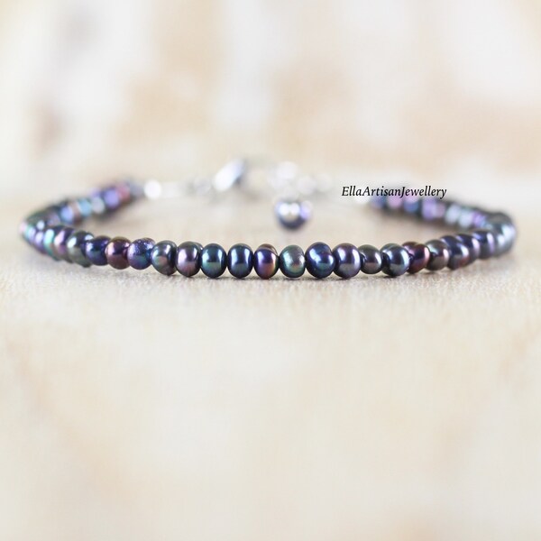 Black pearl bracelet gold Clearance