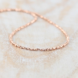 14 kt roségouden vermeil kleine kralenketting, aangepaste lengte, korte choker of lange delicate gelaagdheid ketting, fijne sieraden, cadeau voor vrouwen