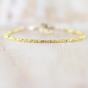 14Kt Gold Vermeil Heishi Square Bead Bracelet, Dainty Tiny Beaded Stacking Bracelet, Delicate Minimalist Jewelry for Women, Gift for Her