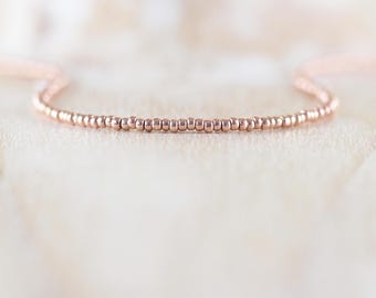 Collar de cuentas Miyuki de oro rosa, gargantilla corta de longitud personalizada o collar largo en capas, joyería delicada con cuentas para mujer.