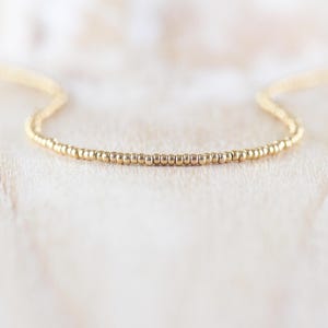 Miyuki Seed Bead & 14Kt Gold Filled Custom Length Necklace, Dainty Tiny Beaded Choker, Long Delicate Layering Necklace, Jewelry for Women