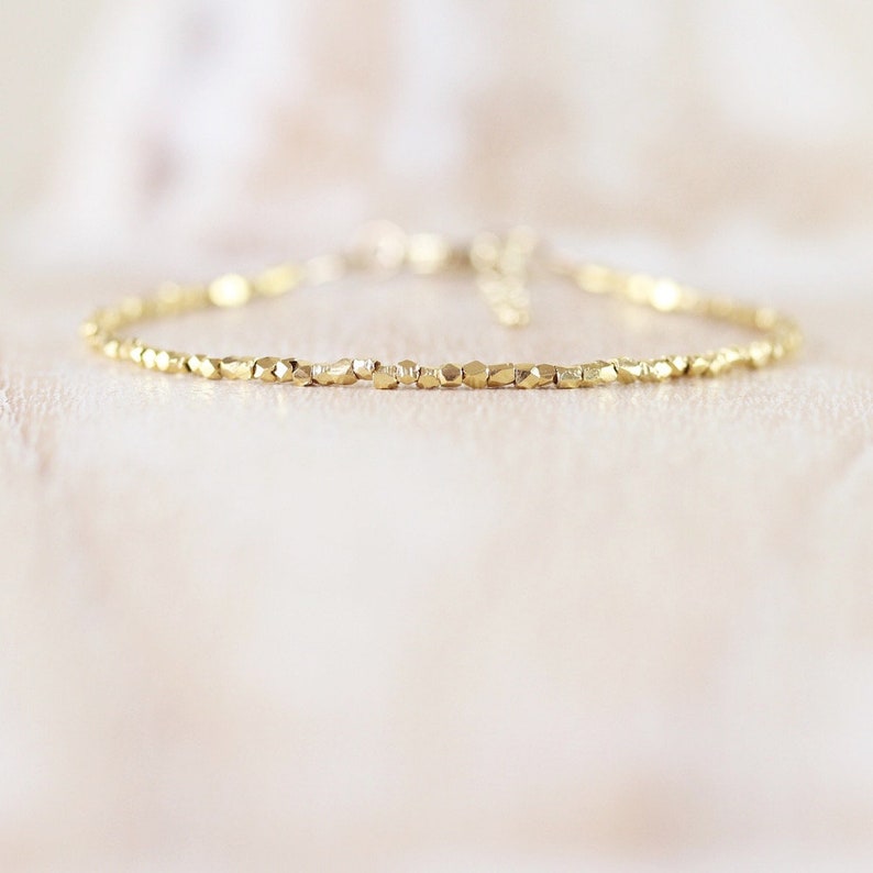 Delicate Gold Filled & Vermeil Bracelet. Tiny Beaded Stacking Etsy