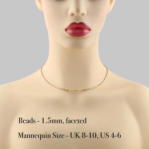 14Kt Yellow Gold Vermeil Necklace with Tiny 1.5mm Faceted Beads, Dainty Choker or Long Layering Necklace, Delicate Fine Jewelry for Women image 4