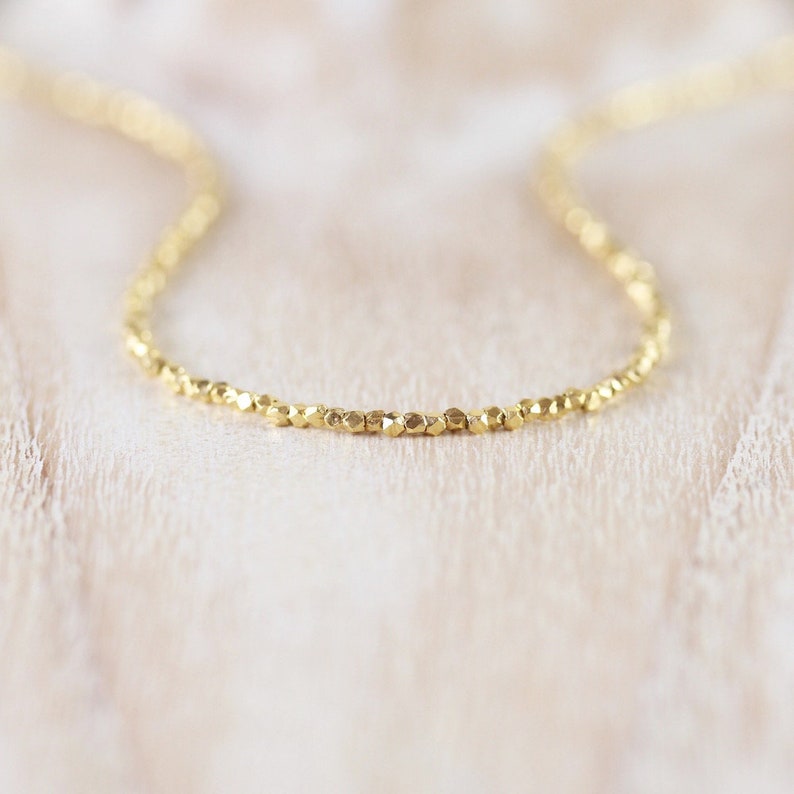 14Kt Yellow Gold Vermeil Dainty Beaded Necklace. Custom Length Etsy