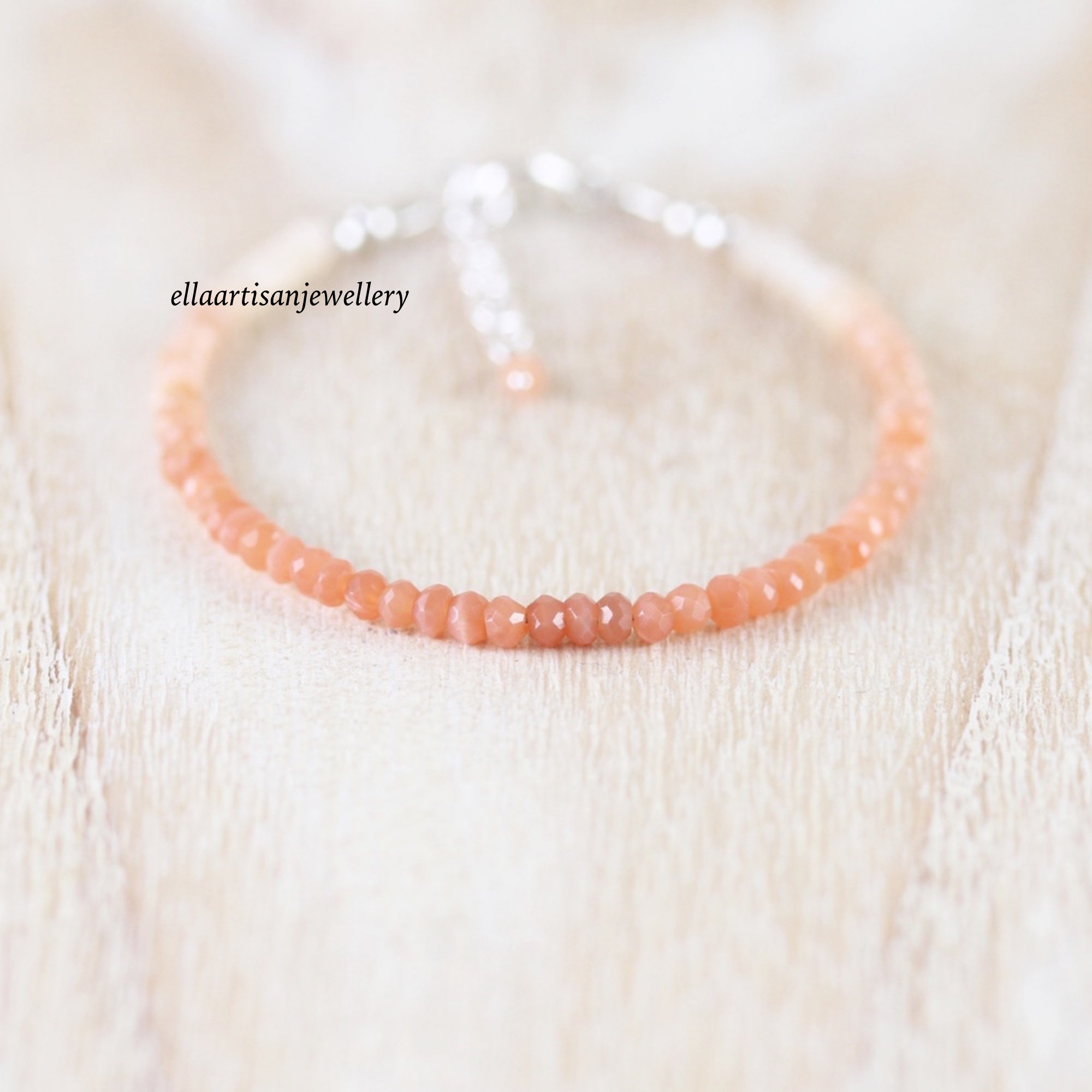 Thalia Three Stone Stacking Bangle Peach Moonstone main image 0