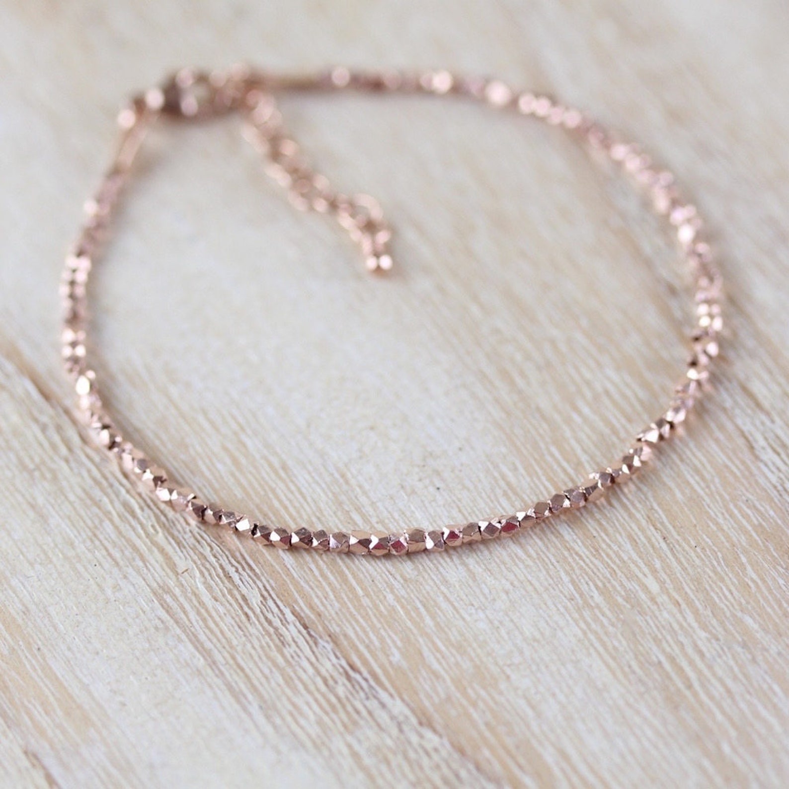 14Kt Rose Gold Vermeil Delicate Beaded Bracelet Dainty Etsy.de