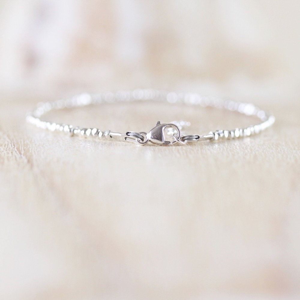 Sterling & Fine Silver Dainty Bracelet Delicate Beaded Etsy UK
