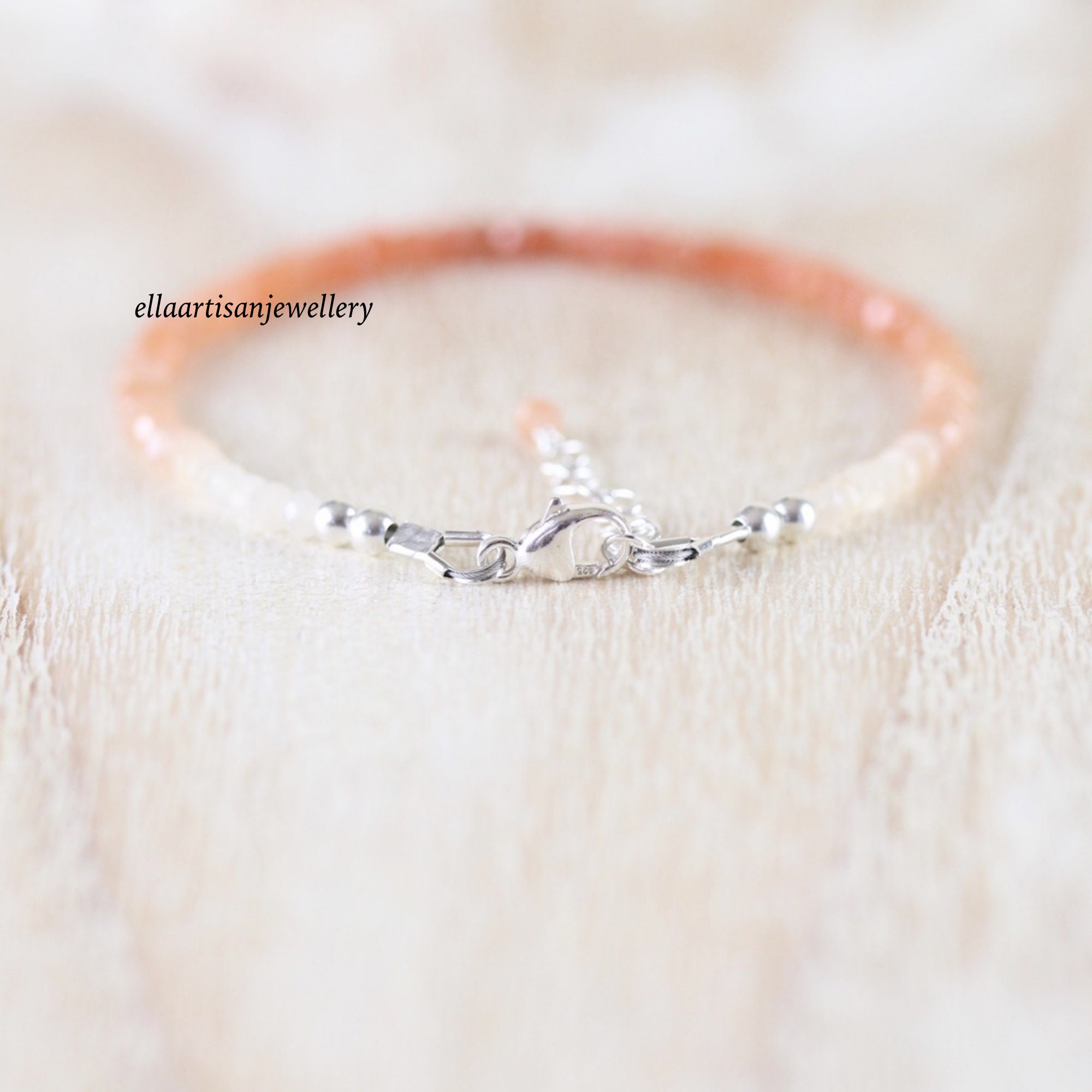 Thalia Three Stone Stacking Bangle Peach Moonstone main image 1