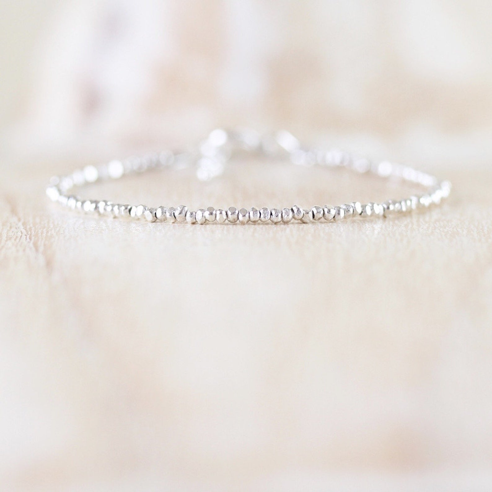 Sterling & Fine Silver Dainty Bracelet Delicate Beaded Etsy