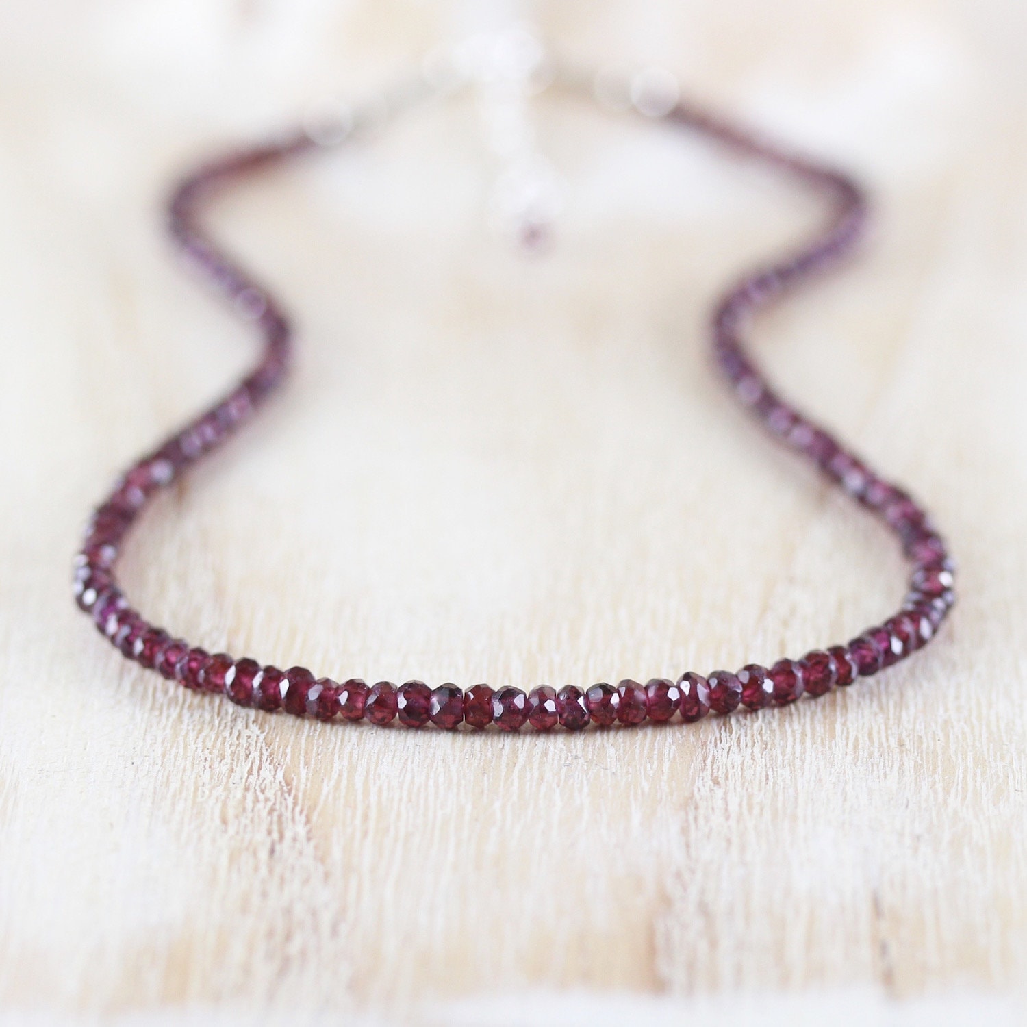 Ethiopian Opal Purple Garnet Beaded Necklace Natural Beaded Necklace for Her Birthday Gift Dainty Necklace