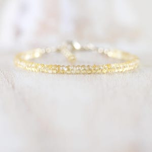 Dainty Citrine Bracelet, 14Kt Gold Filled, Gemstone Stacking Bracelet