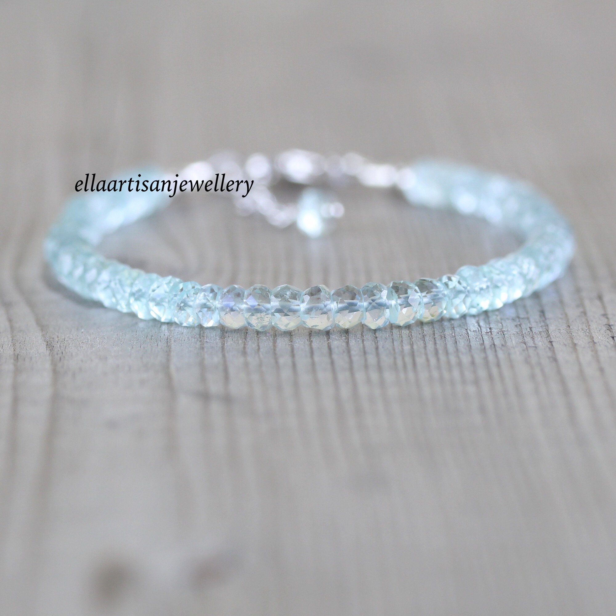 Sterling Silver Rose Gold Filled Jewelry for Women Aquamarine /& Morganite Beaded Bracelet 5mm Chunky Gemstone Rondelle Stack Bracelet
