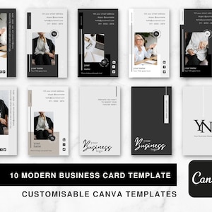 Moderne Visitenkarten - bearbeitbares Canva Template Bundle - 10 moderne minimale Karten für Berater + Unternehmer