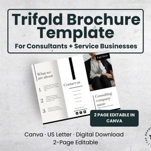 Plantilla de Canva para folleto tríptico moderno / folleto de marketing editable / tamaño carta (descarga digital)