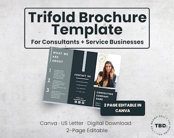 Dreifache Broschüre Canva Vorlage - Bearbeitbare Geschäftsbroschüre