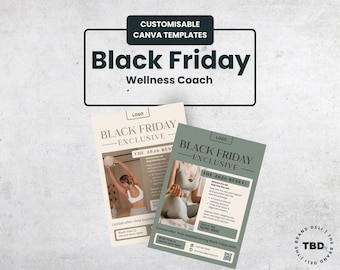 Schwarzer Freitag Wellness Coach Flyer - Bearbeitbare Canva Vorlage (A4)