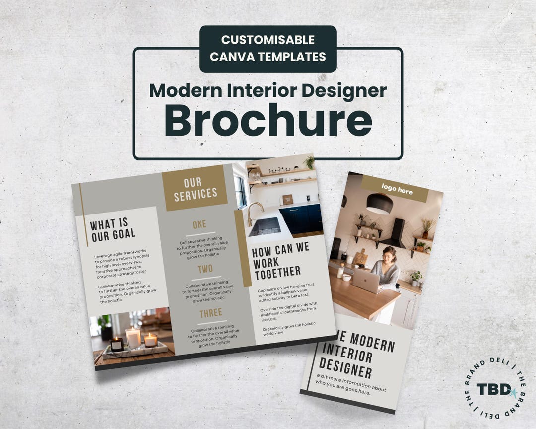 Interior Designer Brochure Template: Editable Trifold - Modern ...