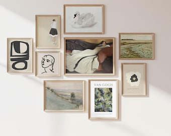 Neutral European Gallery Wall Art Set – Vintage Landscapes, Portraits (Digital Download)