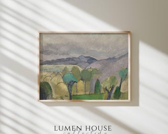 Lámina de paisaje de Matisse / Arte mural campestre pictórico / Pintura modernista de árboles / Arte en tonos verdes y amarillos suaves / Paisaje vintage