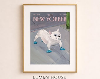 Póster de arte de Maira Kalman, bulldog francés, para la portada de The New Yorker / Ilustración de perro urbano