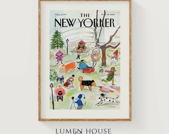 Lámina con la portada de Maira Kalman en The New Yorker / Decoración de pared con temática de parque para perros / Póster auténtico de portada de revista
