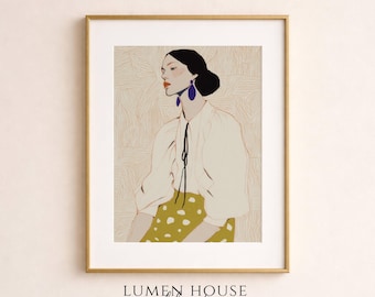 Póster de arte con ilustración de moda elegante / Arte mural para mujer moderna