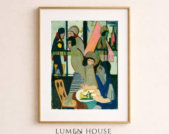 El Café de Ernst Ludwig Kirchner. Póster de bellas artes / Arte mural expresionista, impresión de museo vintage.