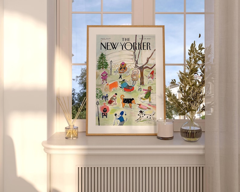 Maira Kalman New Yorker Cover Print | Whimsical Dog Park Wall Art | Authentic Magazine Cover Poster image 3