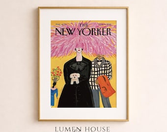 Póster de la portada de Maira Kalman en The New Yorker / Arte mural editorial de moda rosa / Póster auténtico de portada de revista