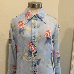 Vintage 1970's Blouse Pretty Sheer See Through Blue - Etsy