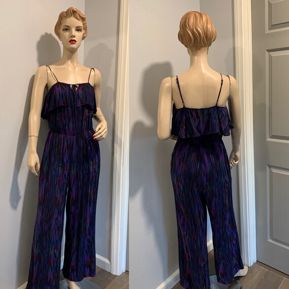 Vintage 1980's Jumpsuit ~ Adjustable Sleeveless, … - image 2