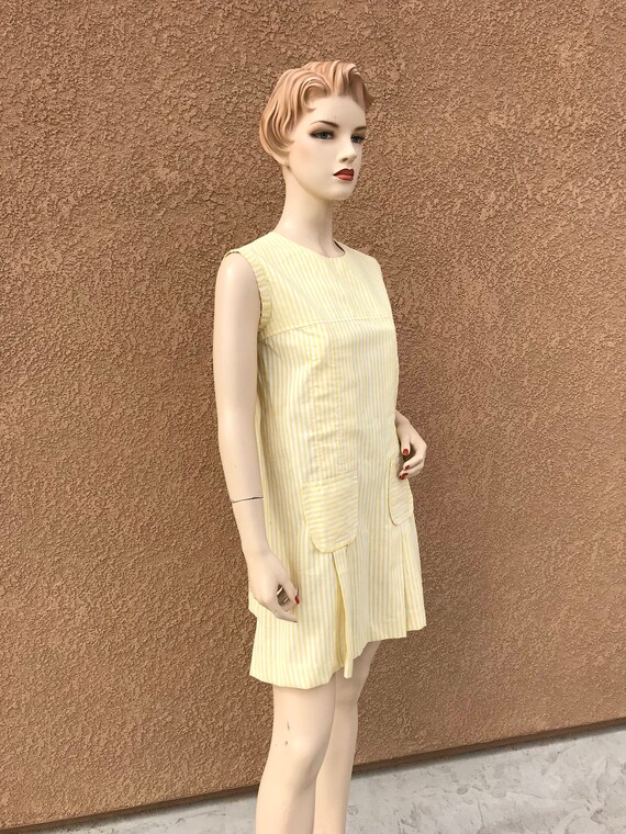 1960's Vintage Yellow Dress,  Yellow And White St… - image 4