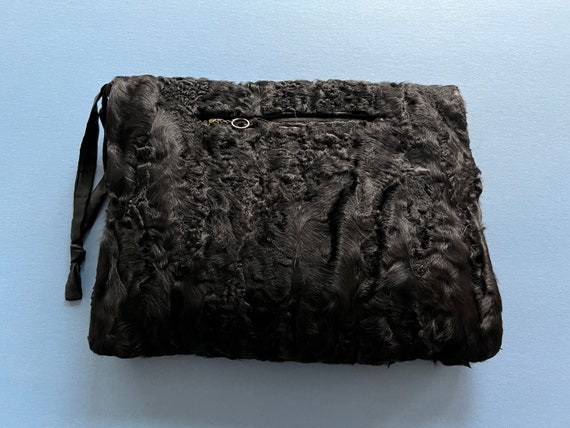 Gorgeous Antique Muff /Purse ~ 1920's Black Curly… - image 2