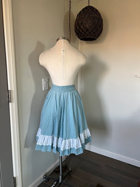 Vintage 1980’s ~ Blue And White Floral Full Skirt… - image 3