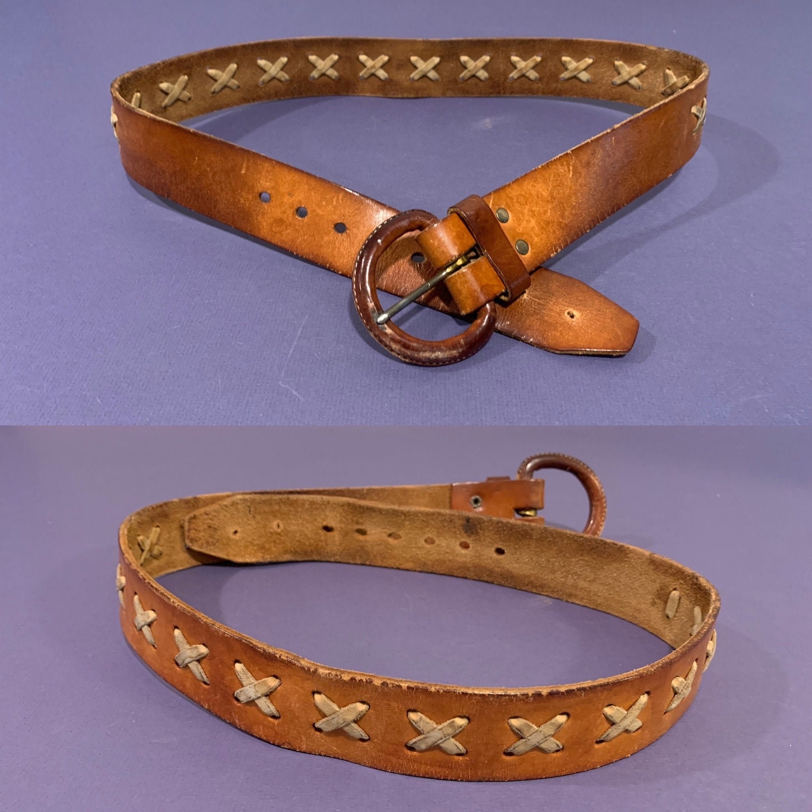 1970's Vintage Leather Belt For Size 38 Waist 42 Inch | Etsy