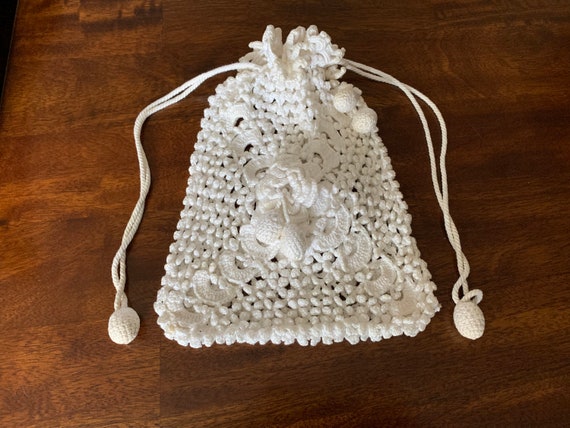 Antique White Handbag ~ Victorian Hand Crocheted … - image 1