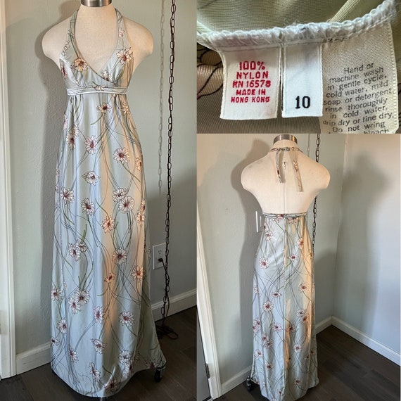 Late 1960's Vintage Dress ~ Hippie Halter Dress ~… - image 1