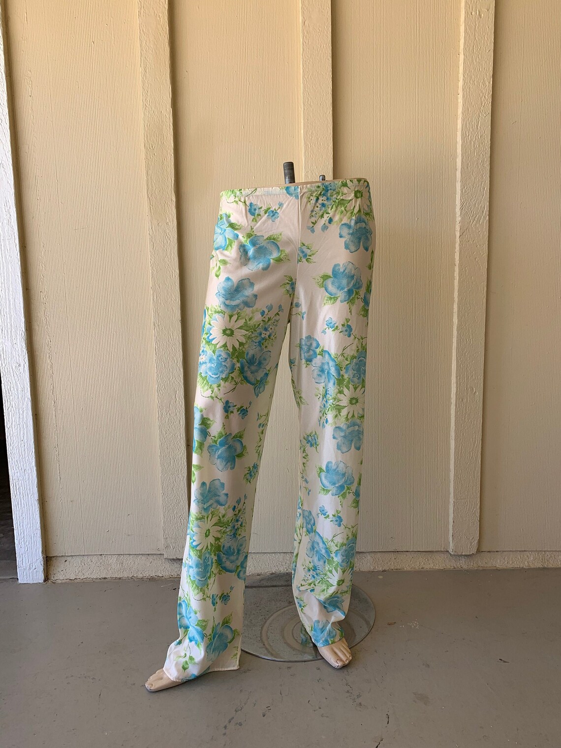 1960's Vintage Pajama Pants Really Cute Nylon Blue Etsy