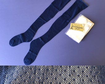 1970s Vintage Nylons ~ Navy Blue Unused And In Package, Worn With Garter, Textured Continental By Trim Fit ~ Great Quality And Condition